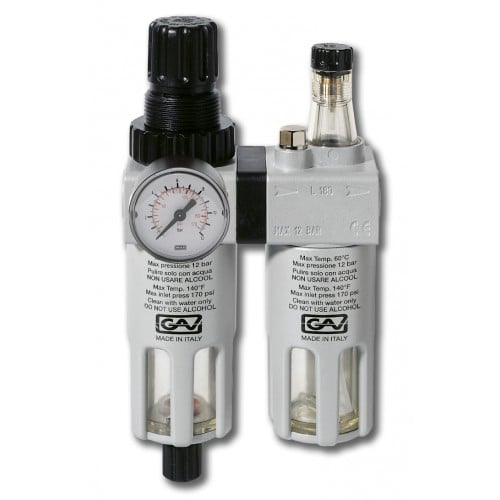 Régulateur pression avec séparateur deau et huileur 1/2 filet int.